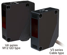 Фотоэлектрические оптические датчики серии V3 / V4, быстросъемный сменный блок, защита по IP66