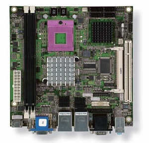 Компьютер Mini-ITX на базе Socket P (Core 2 Duo / Celeron), -20°C~+70°C (PCI, Mini PCI, 2xLAN, 8xUSB,TV-out, Audio)